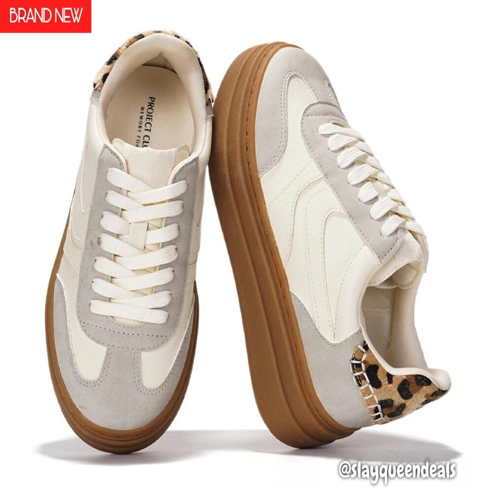Platform Sneakers with Memory Foam Insole Lightweight Non-Slip Lace Up